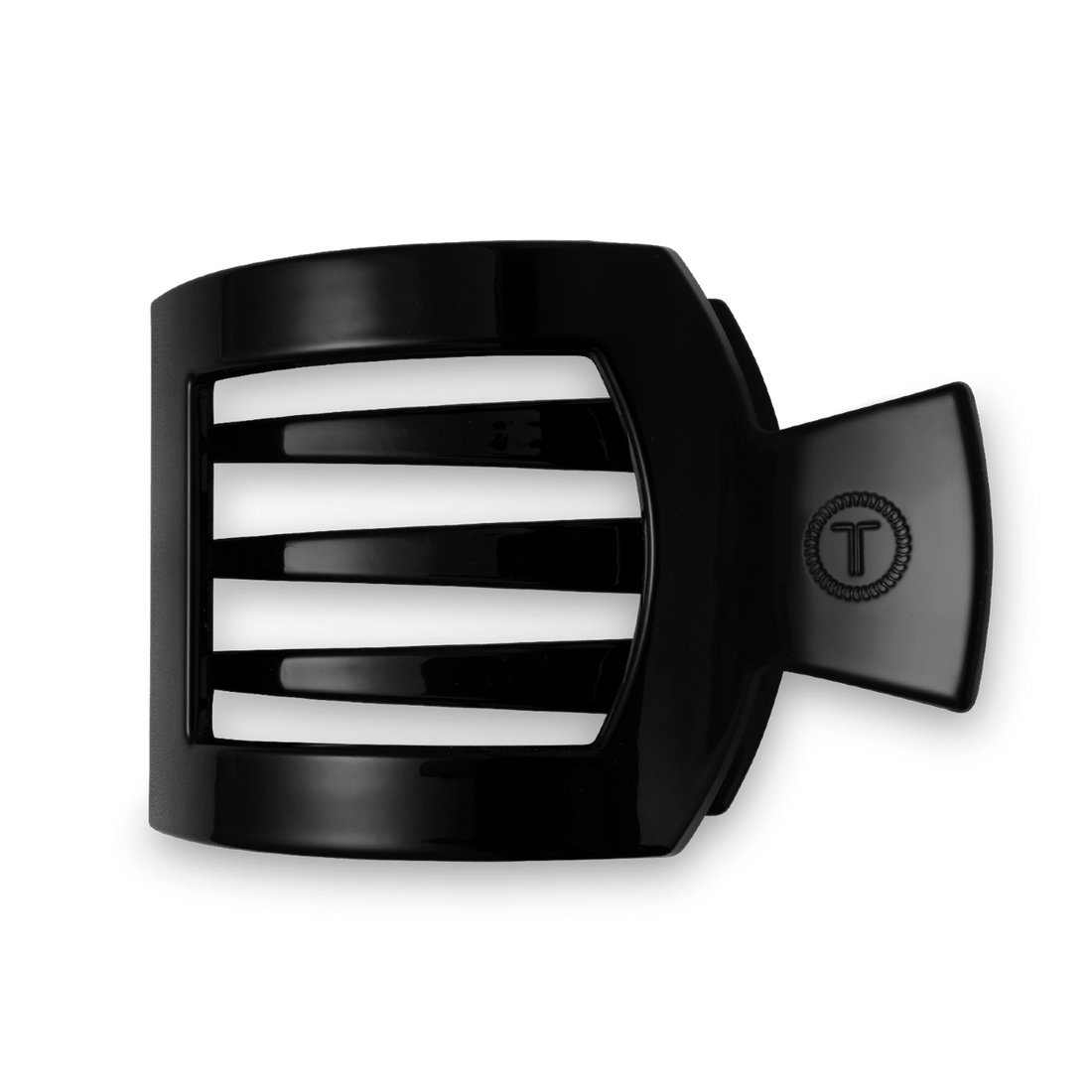 Large flat square hair clip in jet black color