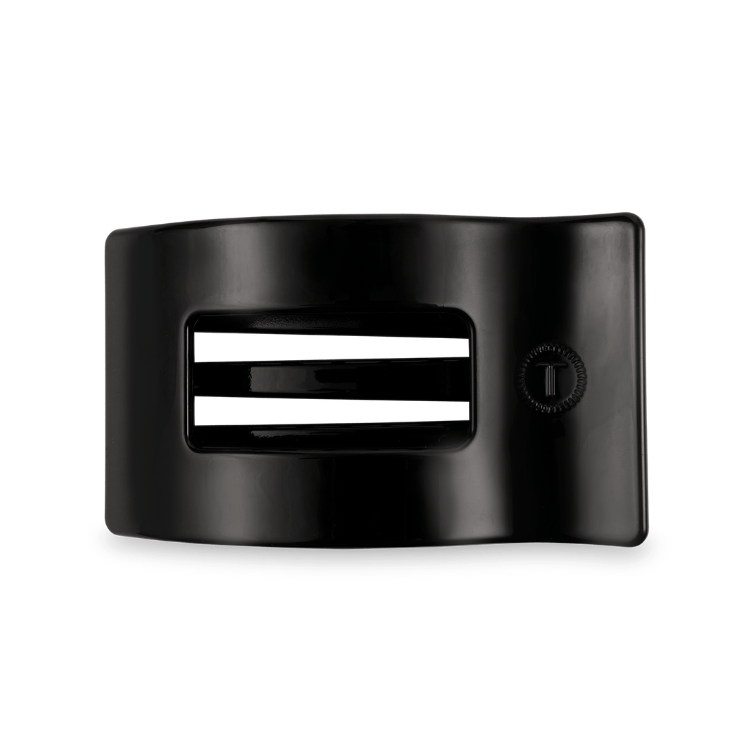 Jet black medium rectangular flat hair clip