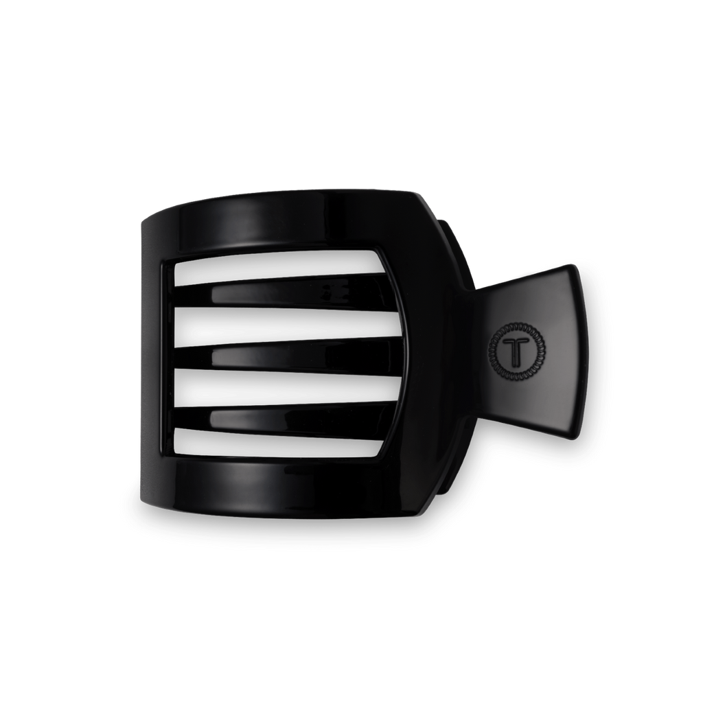 Medium jet black square flat hair clip