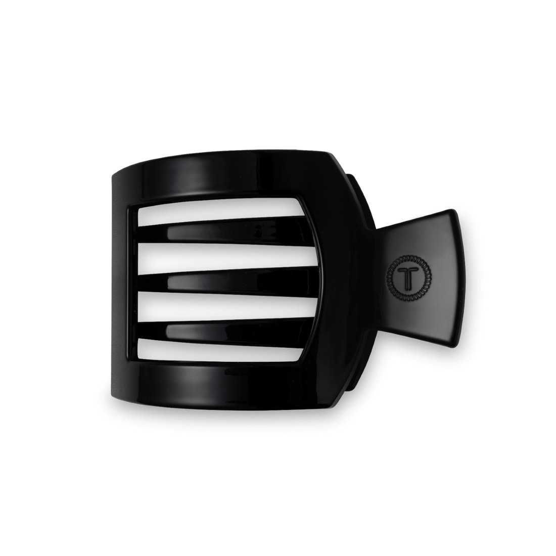 Medium jet black square flat hair clip