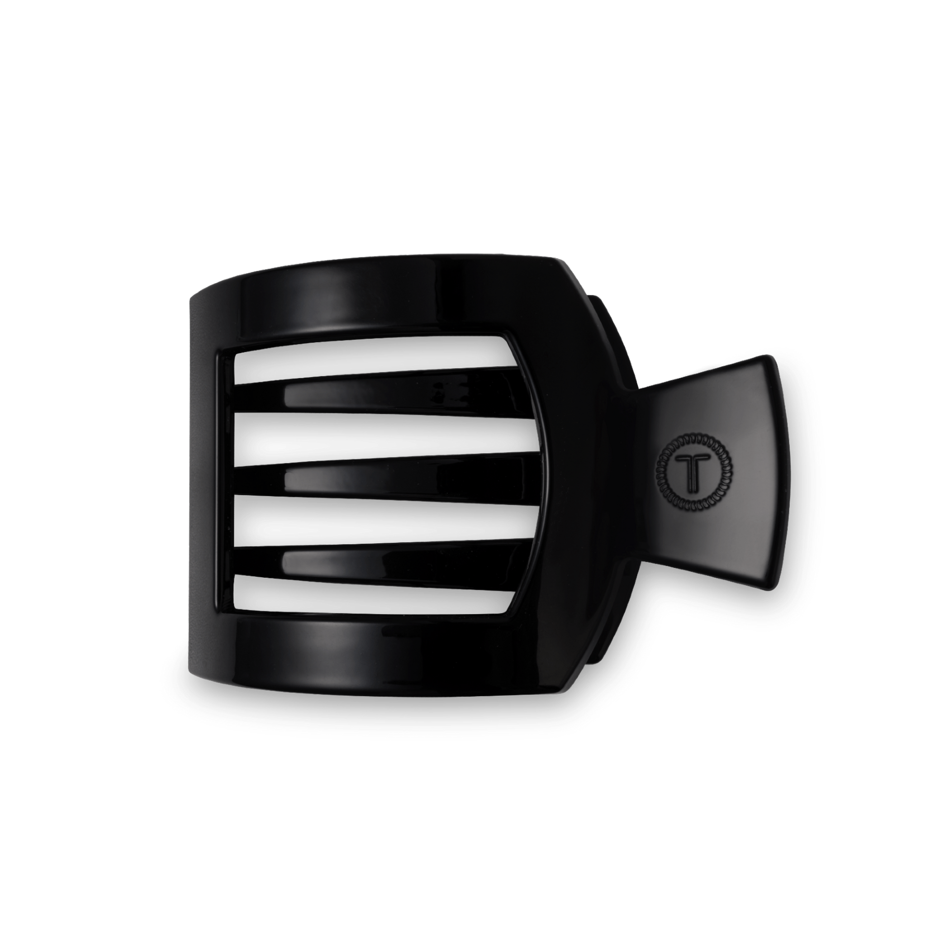 Medium jet black square flat hair clip