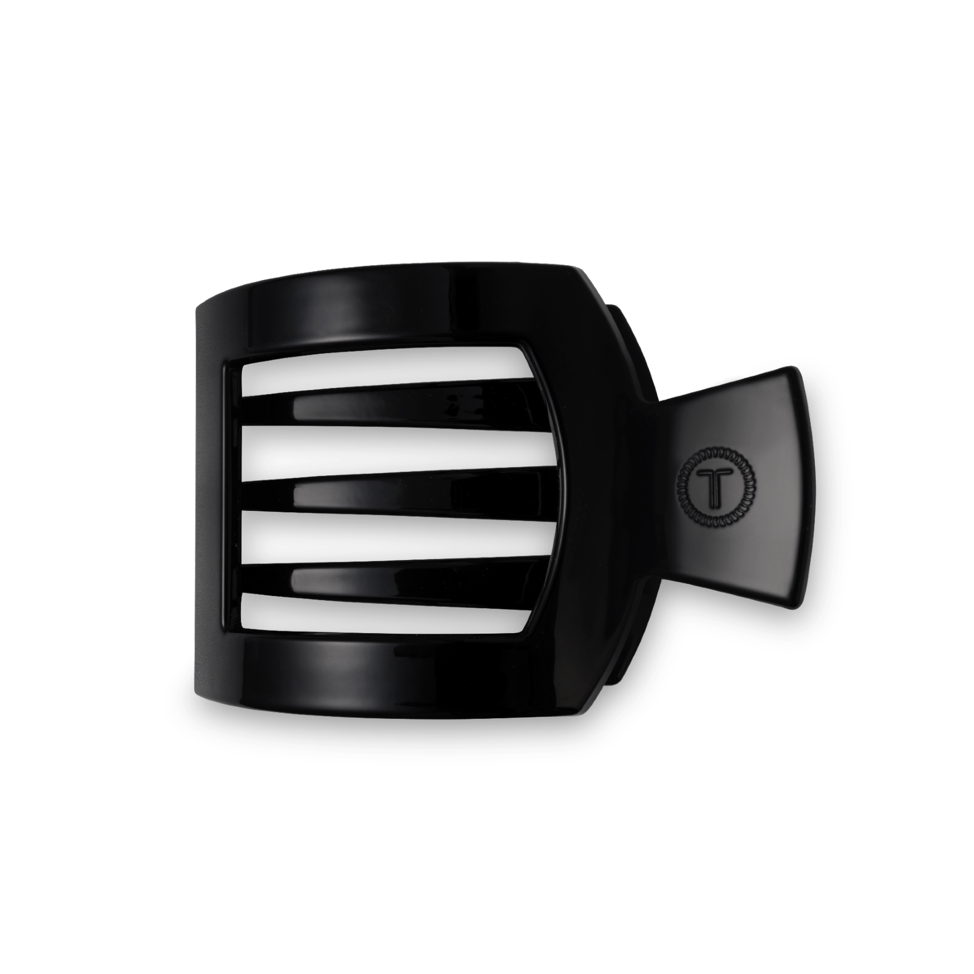 Medium jet black square flat hair clip