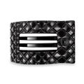 Large flat rectangular hair clip with black quilted texture
