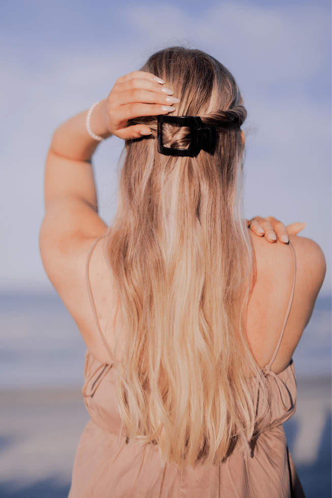 Small Flat Square Hair Clip in Jet Black - Comfortable Hold