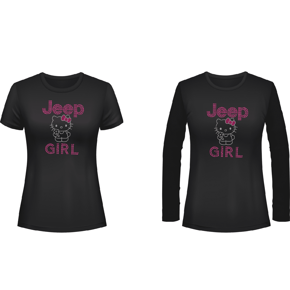 Hi Kitty Jeeper  Rhinestone Tee Short or Long  Sleeve
