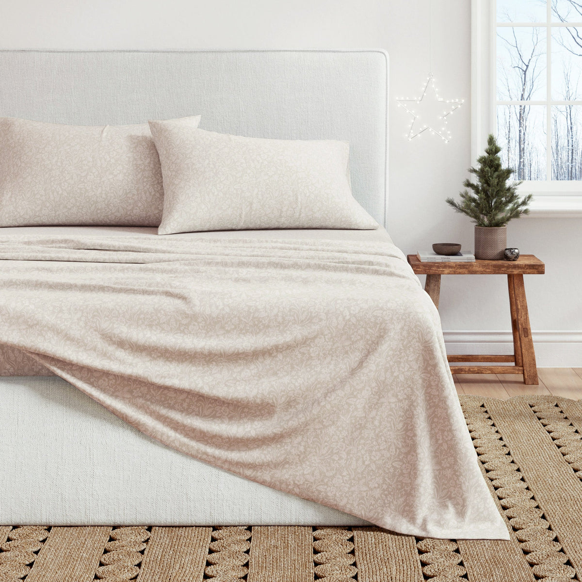 Winter Floral Turkish Cotton Flannel Sheet Set Ultra-Soft - Image 37
