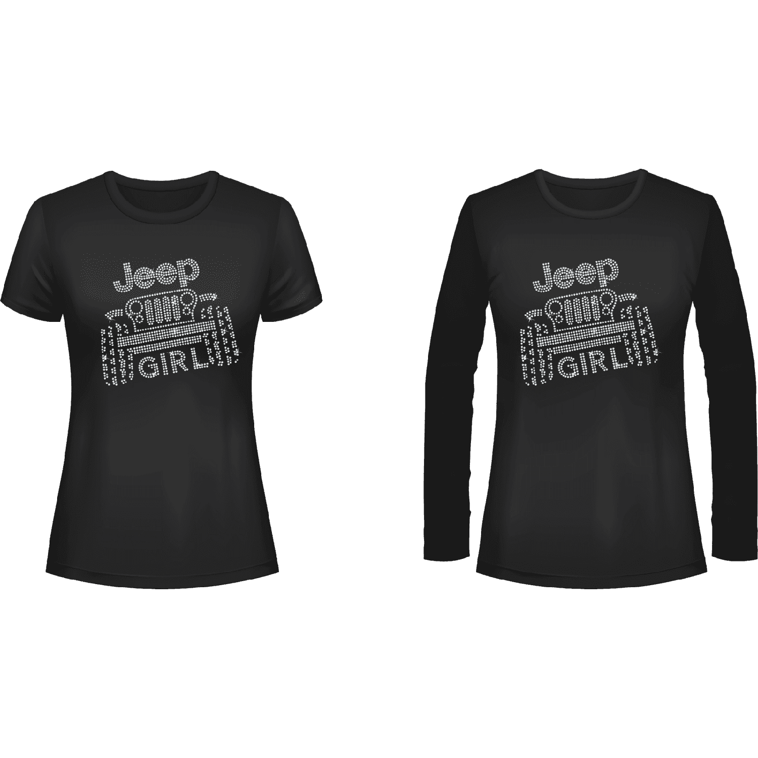 Jeeper Girl Rhinestone Tee Black, Short or Long  Sleeve 1