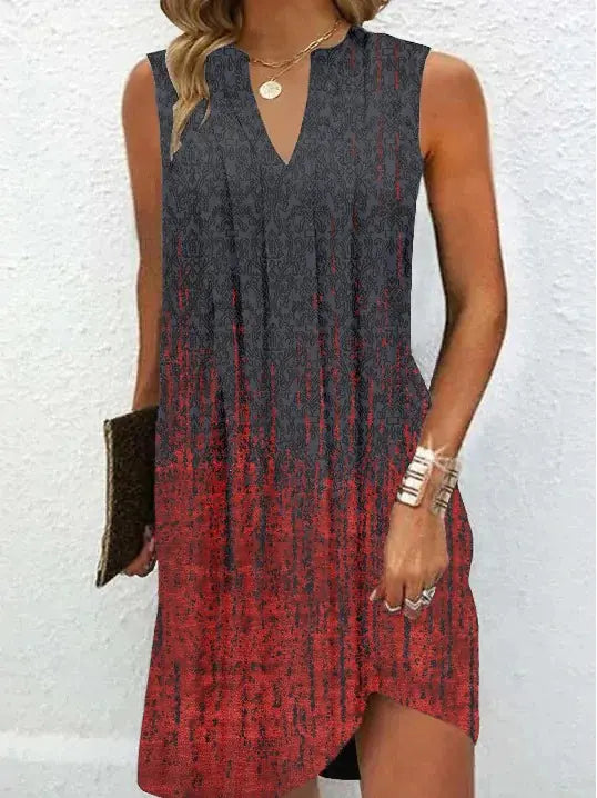 Women's A-Line Sleeveless Casual Dress with V-Neckline