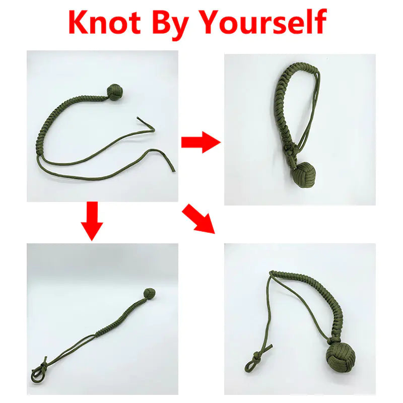 Outdoor EDC Self Defense Keychain with Monkey Fist Rope