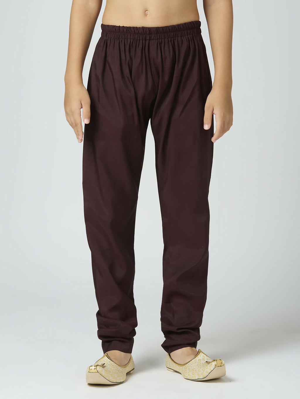 Boys Brown Chanderi Kurta and Pyjama Set with Butta Work