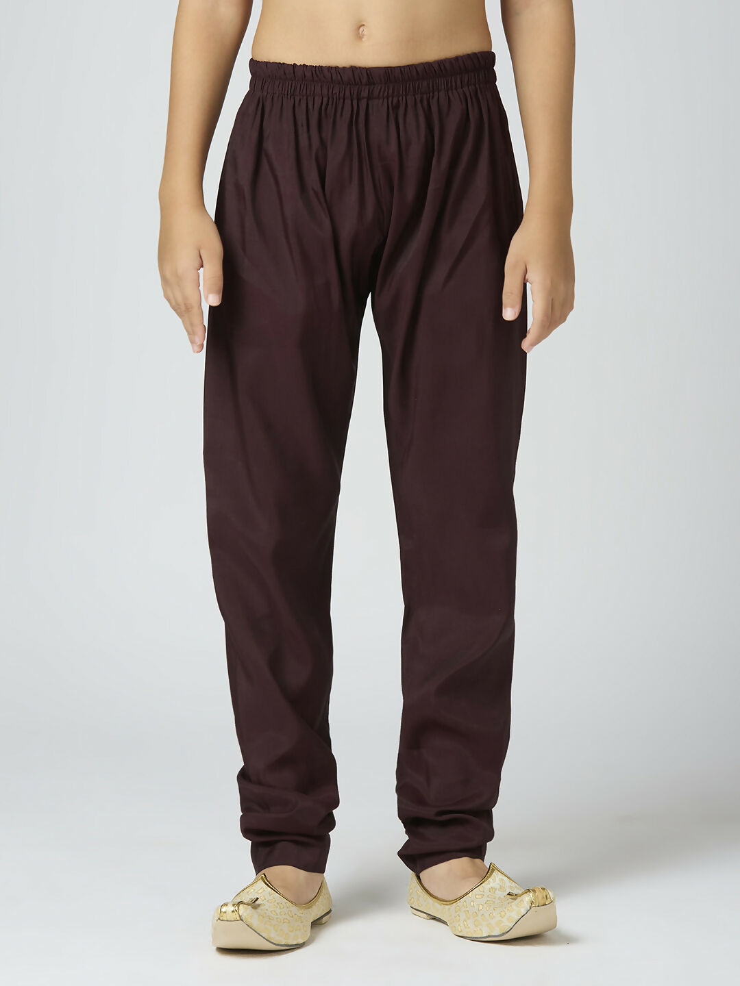 Boys Brown Chanderi Kurta and Pyjama Set with Butta Work
