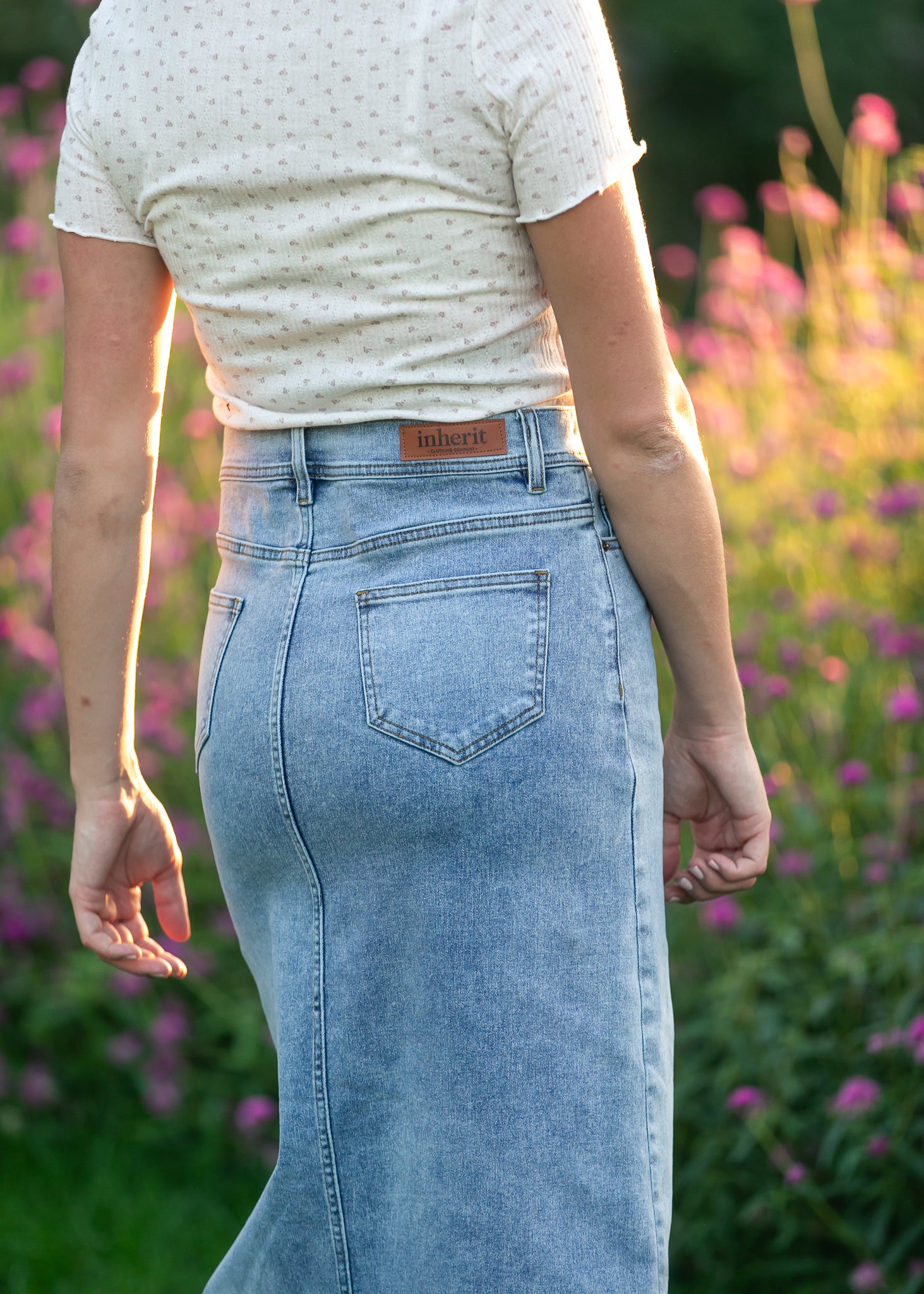 Josie A-Line Denim Midi Skirt | Light Blue Classic