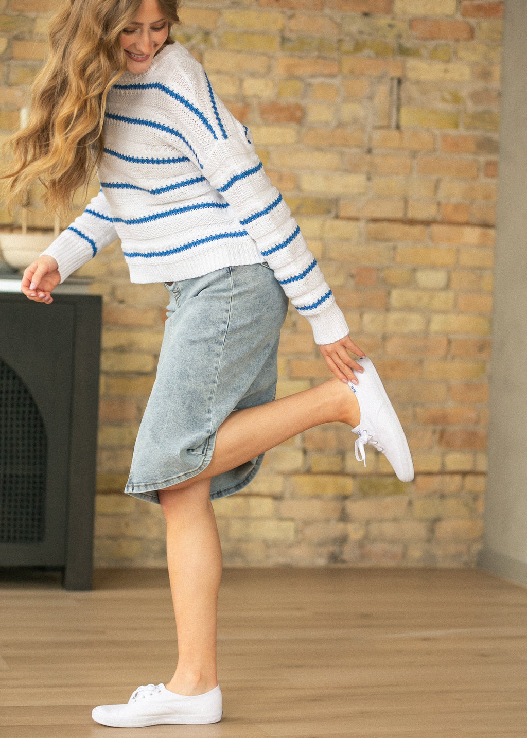 Josie A-Line Denim Midi Skirt | Light Blue Classic