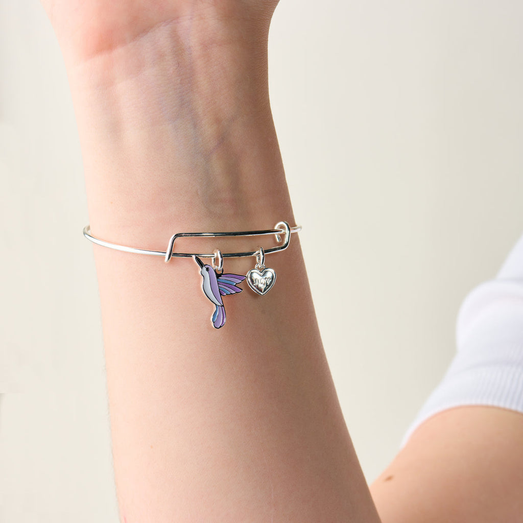 Joy Hummingbird Duo Charm Bangle Bracelet