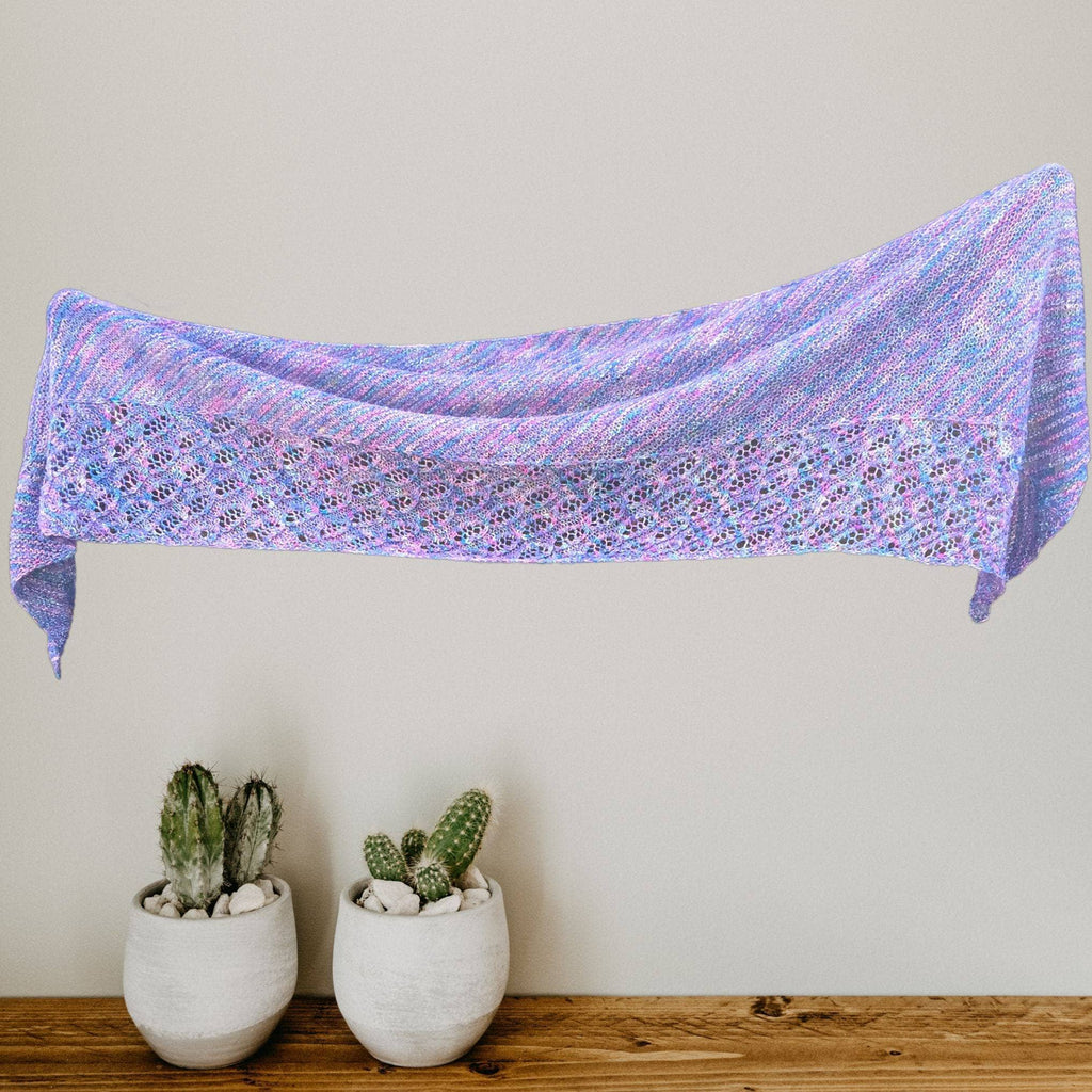 Elegant lace shawl with a slight shimmer made from sparkle lace weight silk yarn