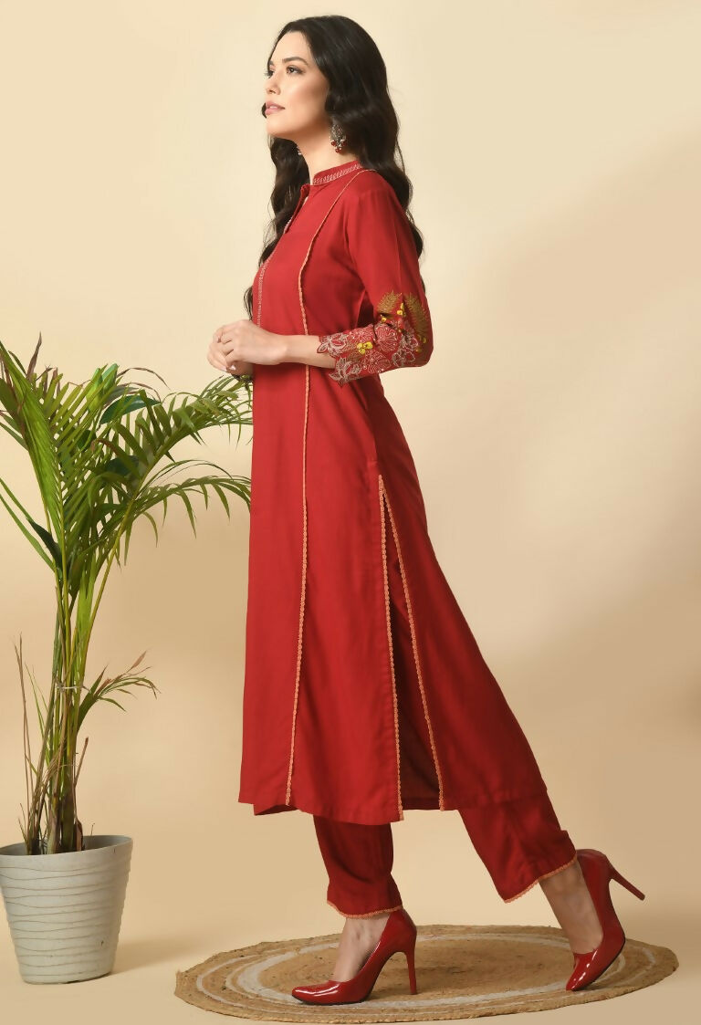 Maroon Cotton Rayon Kurta Set - Versatile 2-Piece Ethnic Outfit