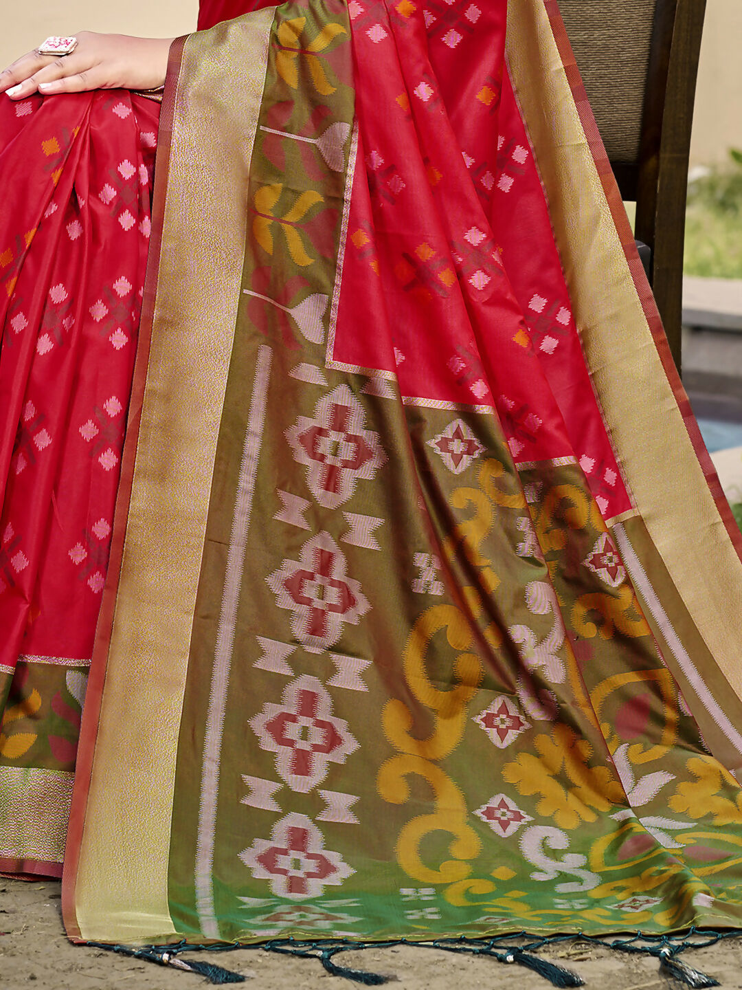 Shree Shyam Fashion Pochampalli Silk Red Saree