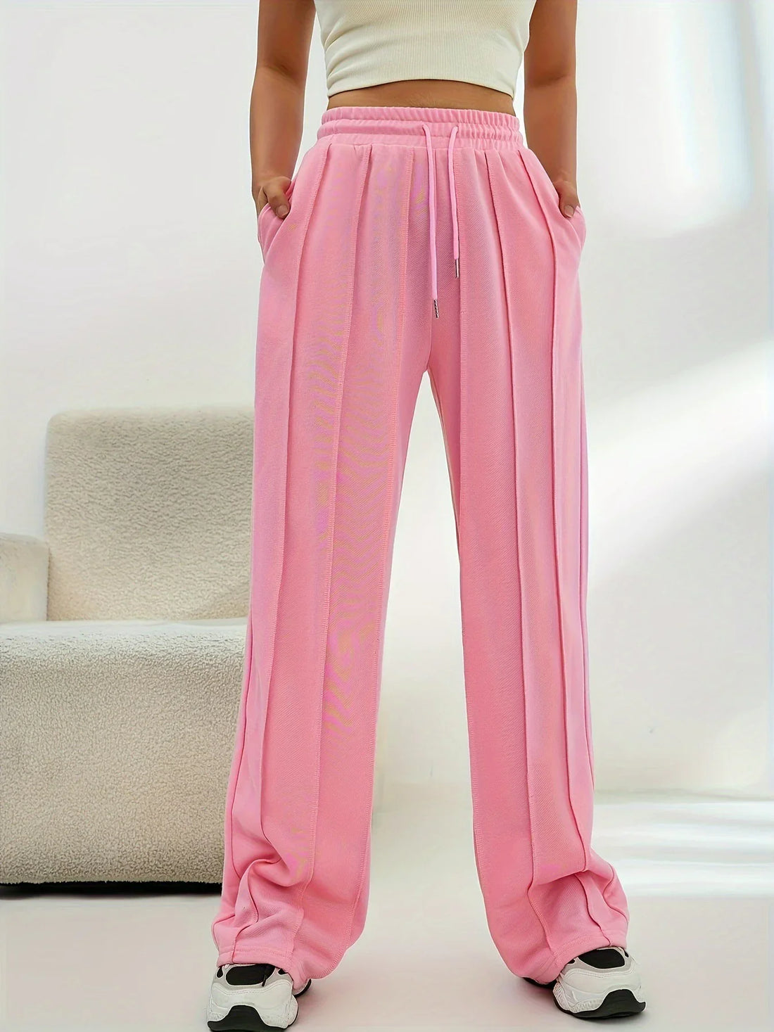 Women's High Waist Wide Leg Trousers with Side Pockets - Image 21