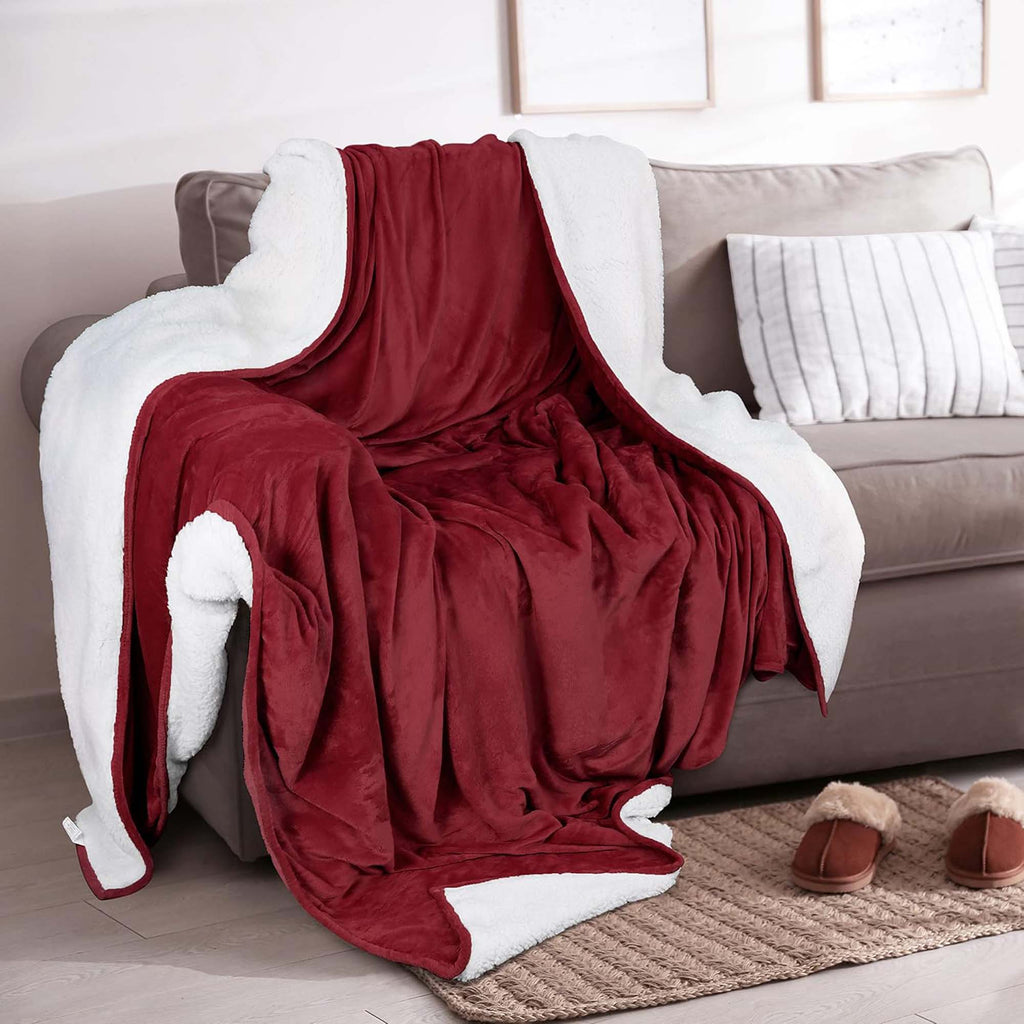 White Velvet Plush Sherpa Reversible Bed Blanket Ultra Soft - Image 41