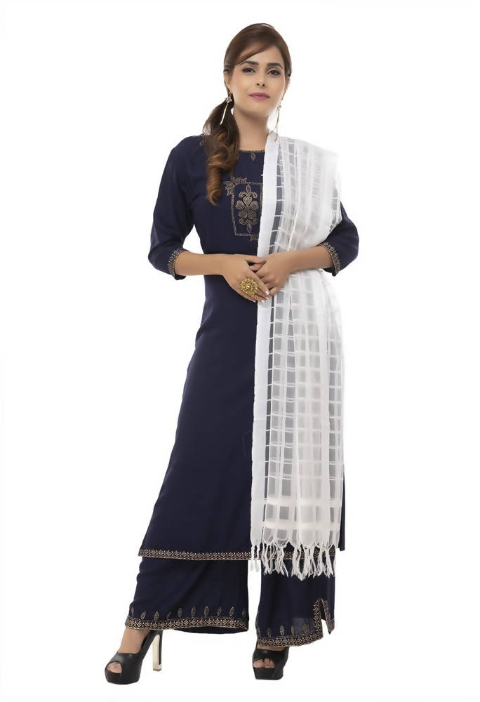 White Kota Cotton Square Dupatta for Ethnic Wear