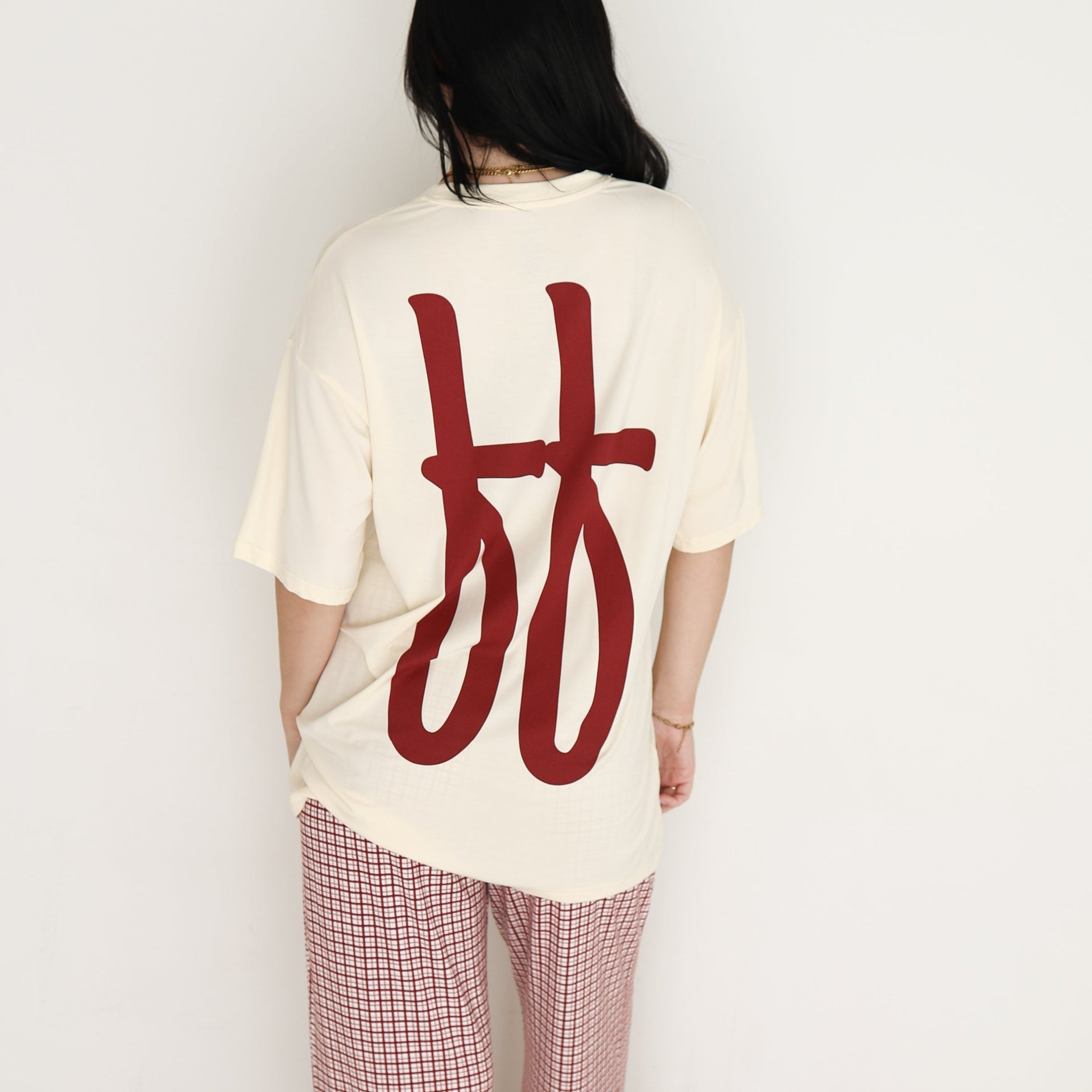 Women's Bamboo Lounge Set Milk and Window Pane Print - Image 5