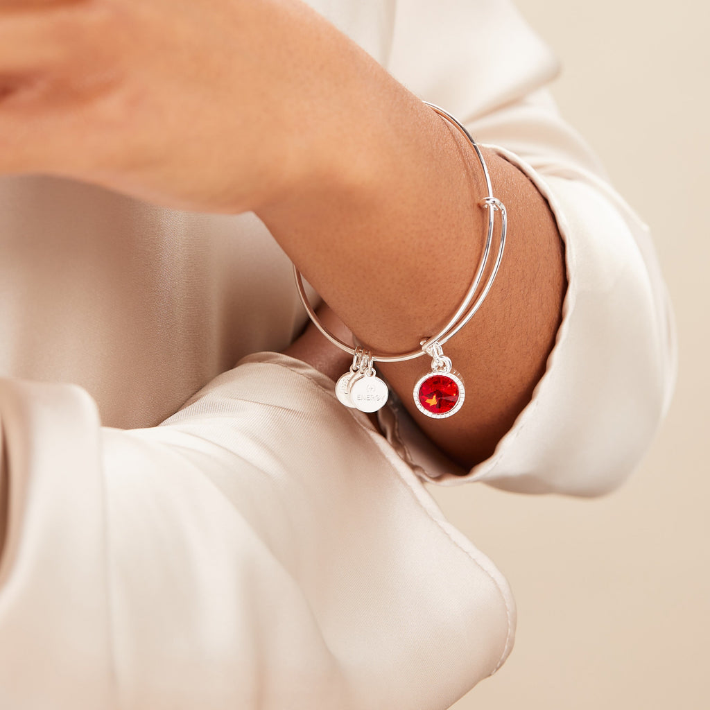 July Birthstone Ruby Crystal Expandable Charm Bangle Bracelet