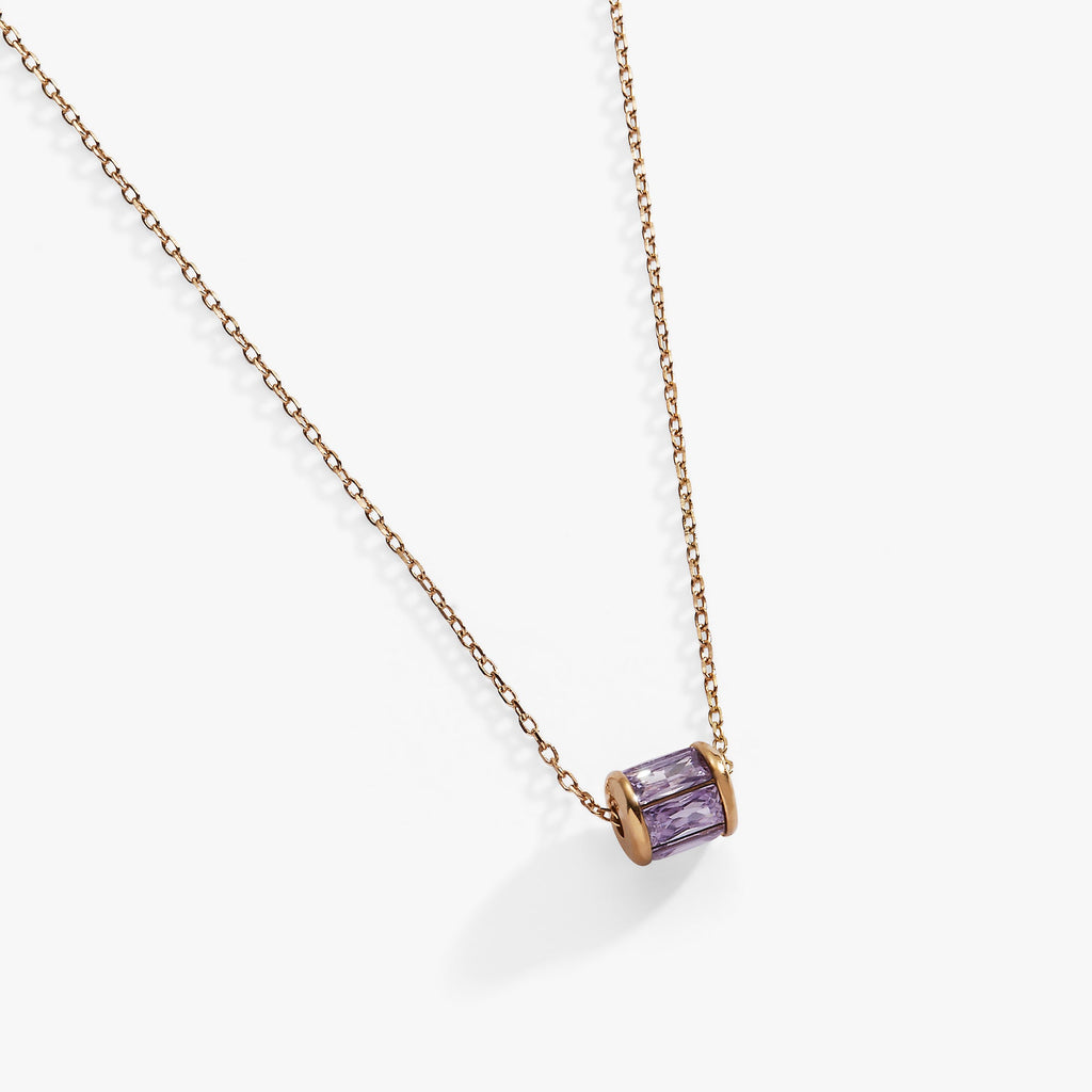 June Birthstone Pendant Necklace in 14K Gold with Amethyst Crystal