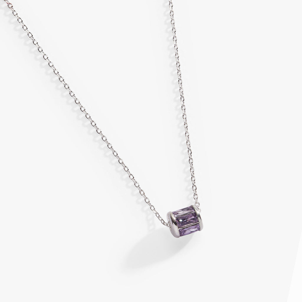 June Birthstone Pendant Necklace in 14K Gold with Amethyst Crystal