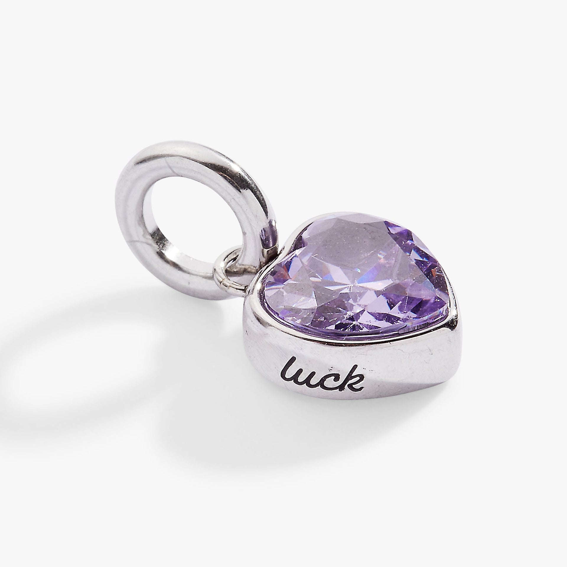 June Luck Heart Birthstone Charm with Alexandrite-Colored CZ