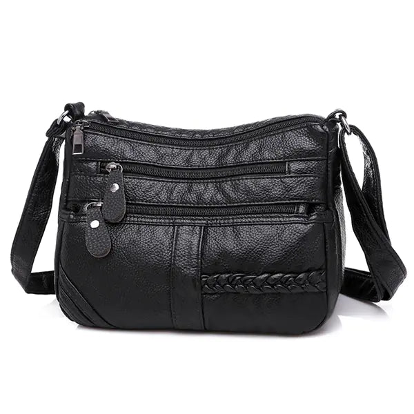 Chic Multi-Layer Soft Leather Shoulder Bag for Women