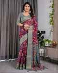 PR Fashion Purple Pure Handloom Linen Saree