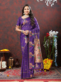 Purple Soft Paithani Silk Saree with copper zari Meenakari weaving