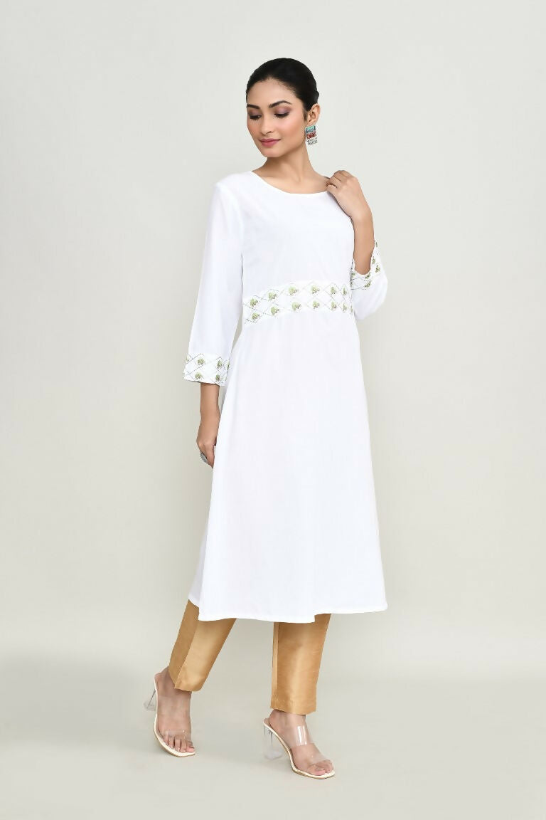 Black Rayon Kurta with Dupion Silk Bottoms Two-Piece Set