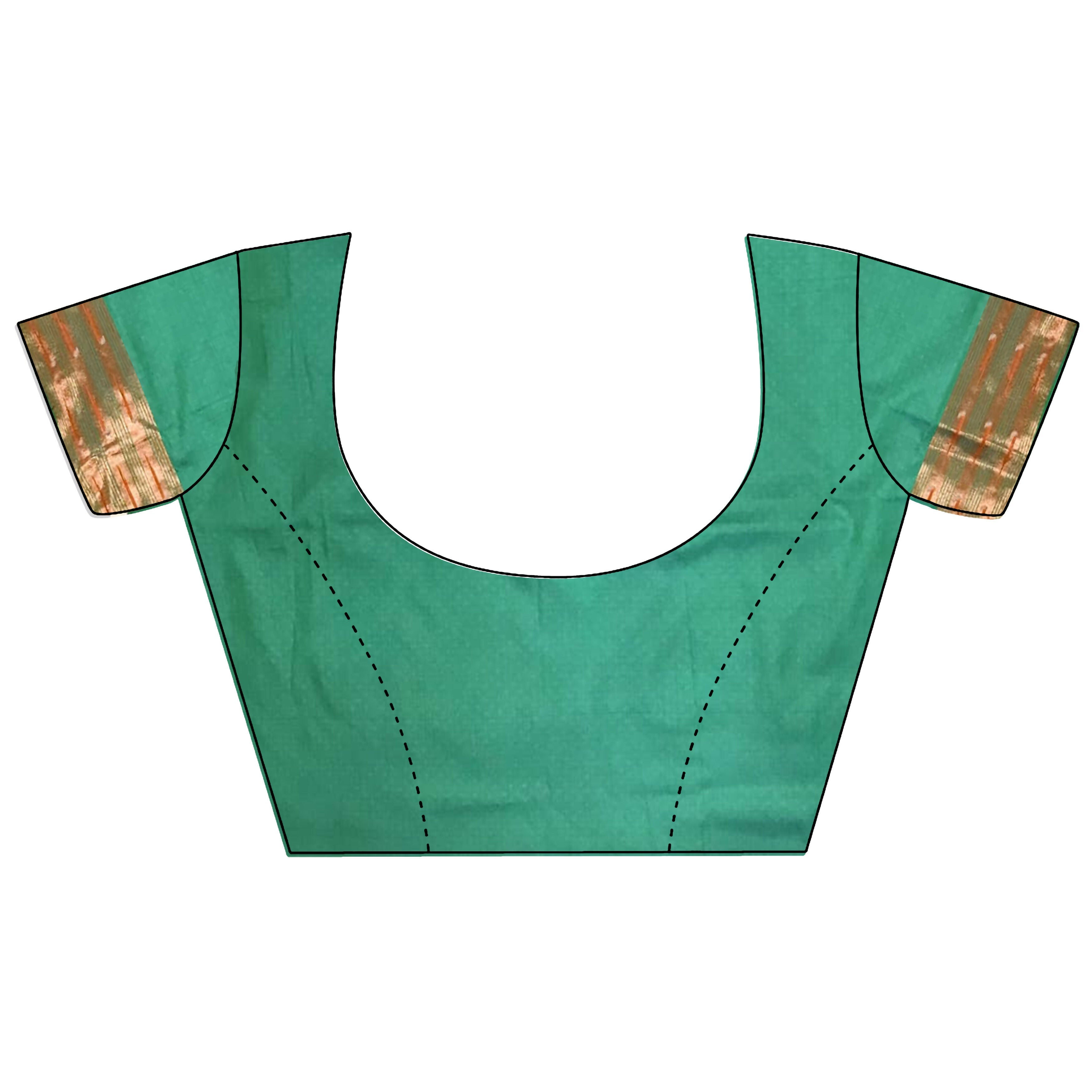 Teal Green Jacquard Butti Soft Lichi Silk Paithani Saree
