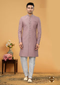 Light purple plain boys kurta pyjama set for traditional events