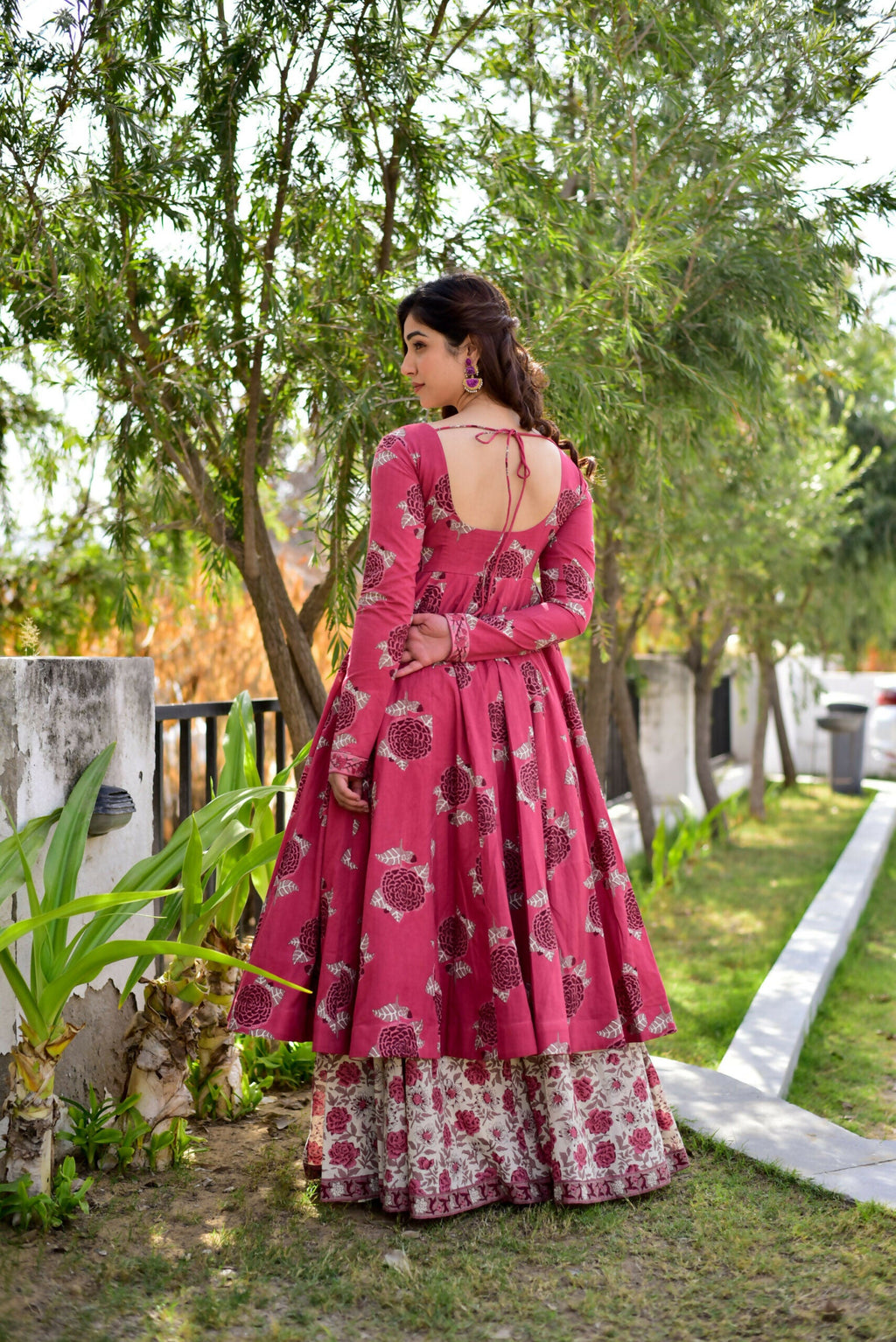 Women's Rani Pink Cotton Silk Digital Printed Kurta Plazo Set