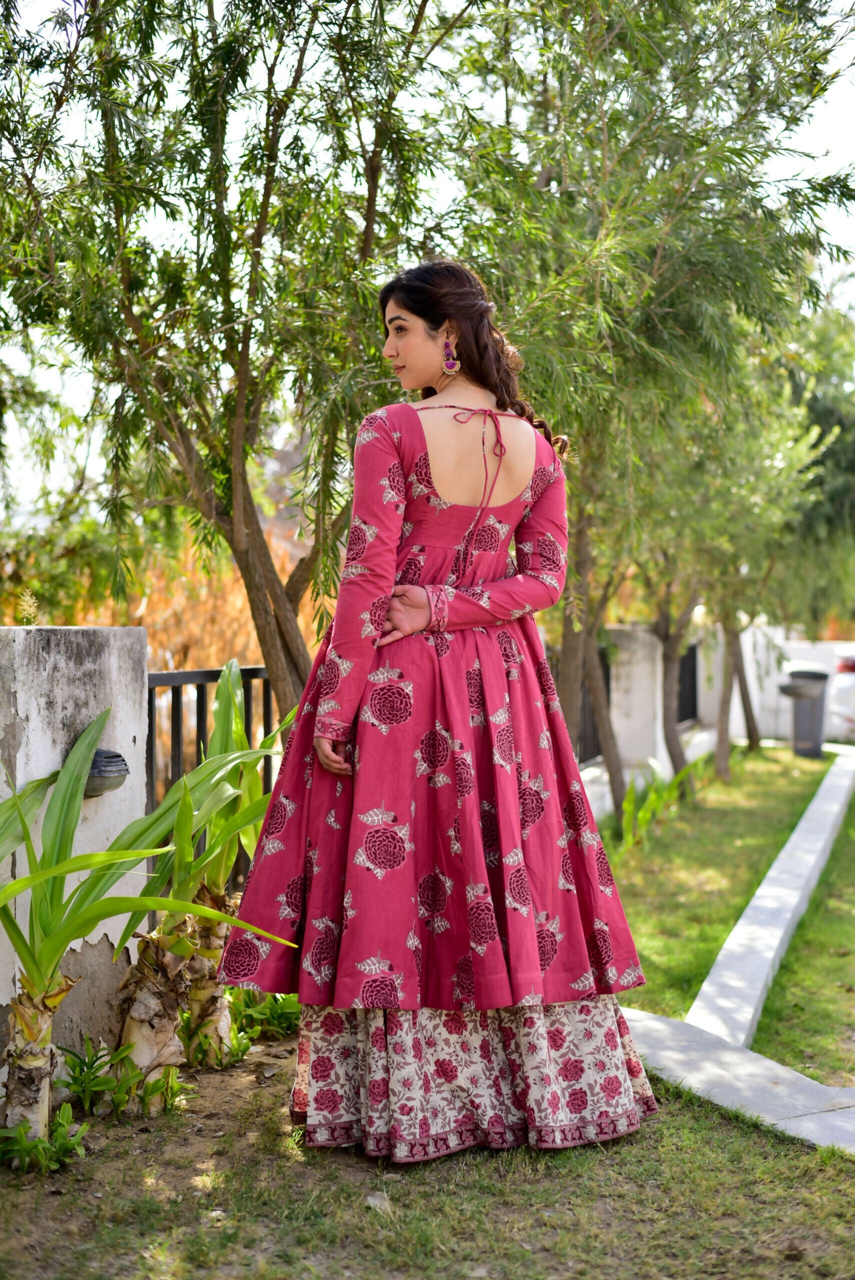 Women's Rani Pink Cotton Silk Digital Printed Kurta Plazo Set