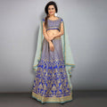 Royal Blue Taffeta Silk Lehenga Choli with embroidery and sequins