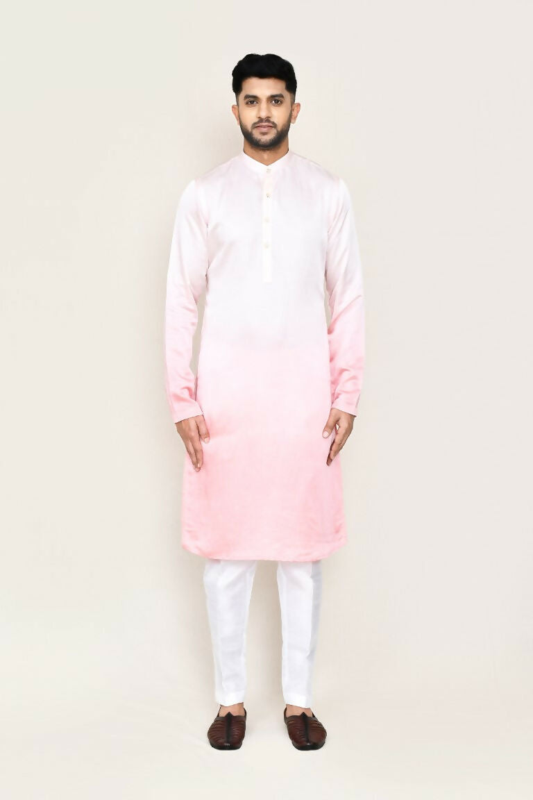 White Satin Silk Kurta and Straight Fit Pant Set