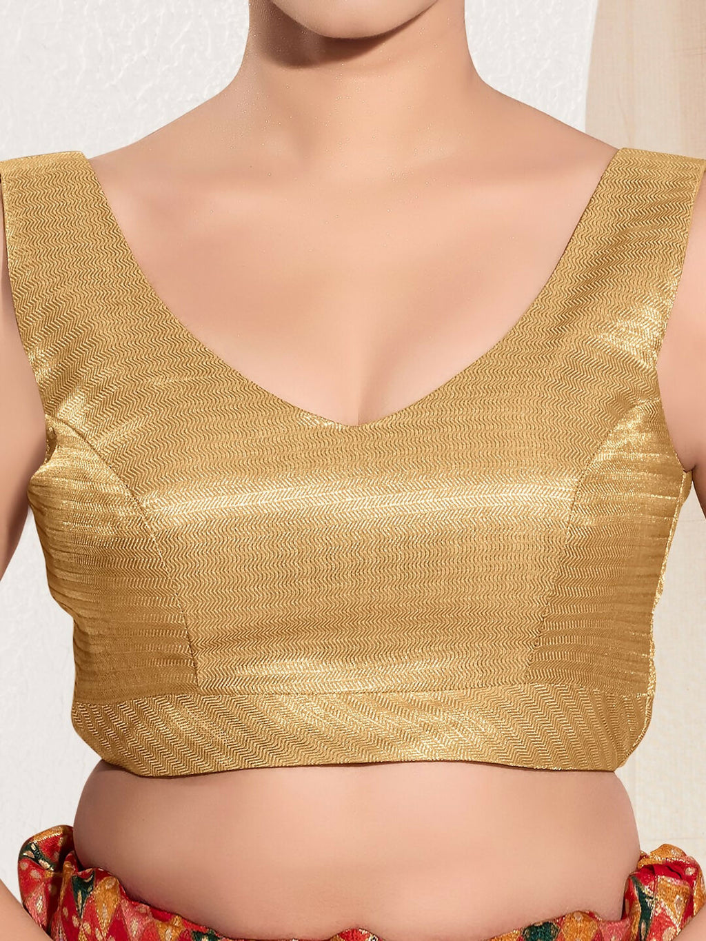 Joban Fashion Black Gold Mulberry Silk Padded Blouse With Sweetheart Neck Sleeveless