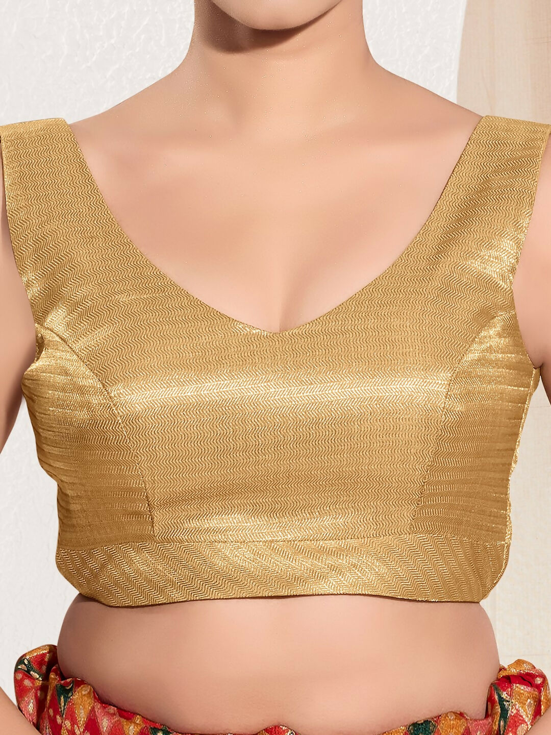 Joban Fashion Black Gold Mulberry Silk Padded Blouse With Sweetheart Neck Sleeveless