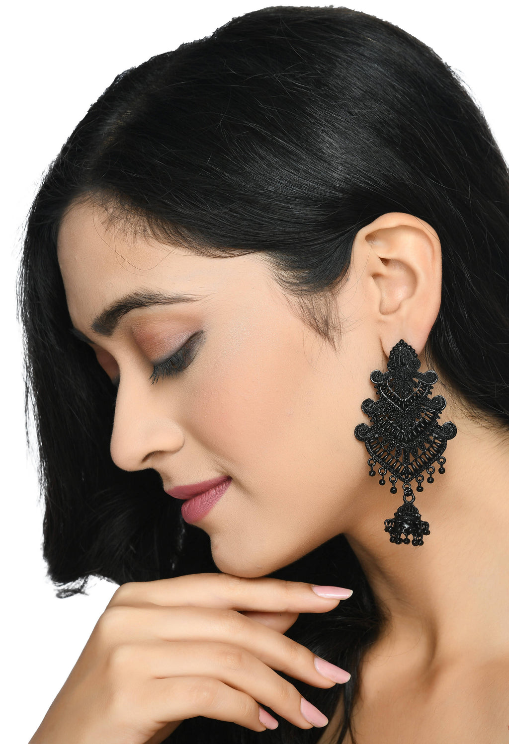 Johar Kamal Black Statement Earrings for Elegant Party Wear