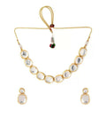 Golden and white Kundan necklace set with adjustable cord for women