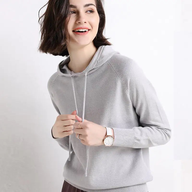 Women's Lightweight Pullover Hooded Knit Sweater - Image 35