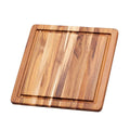 Cutting Board With Juice Canal - Square Teak Wood Serving Board (12 x 12 x .55 in.) - By Teakhaus
