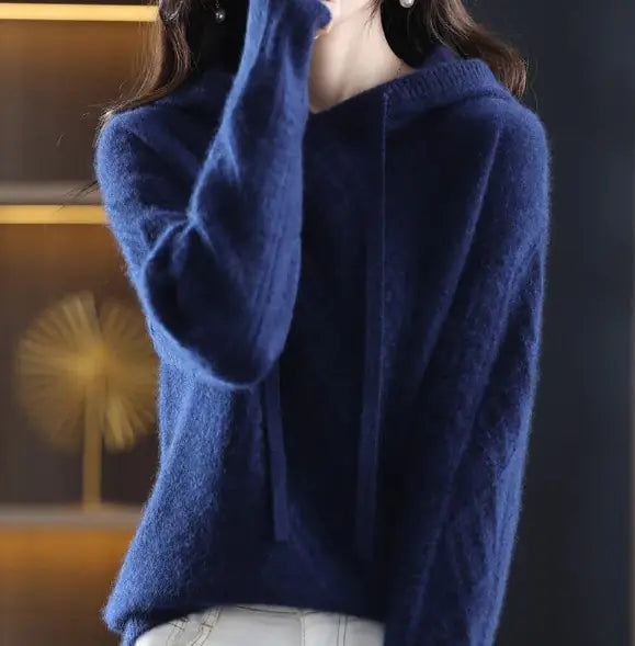 Women's Cozy Hooded Cable Knit Sweater Long Sleeve Pullover - Image 8