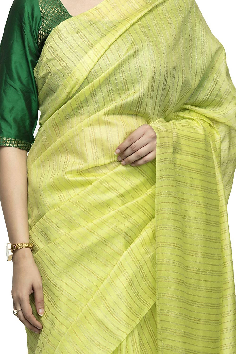 Light Parrot Green Bhagalpuri Saree with Matching Blouse Piece