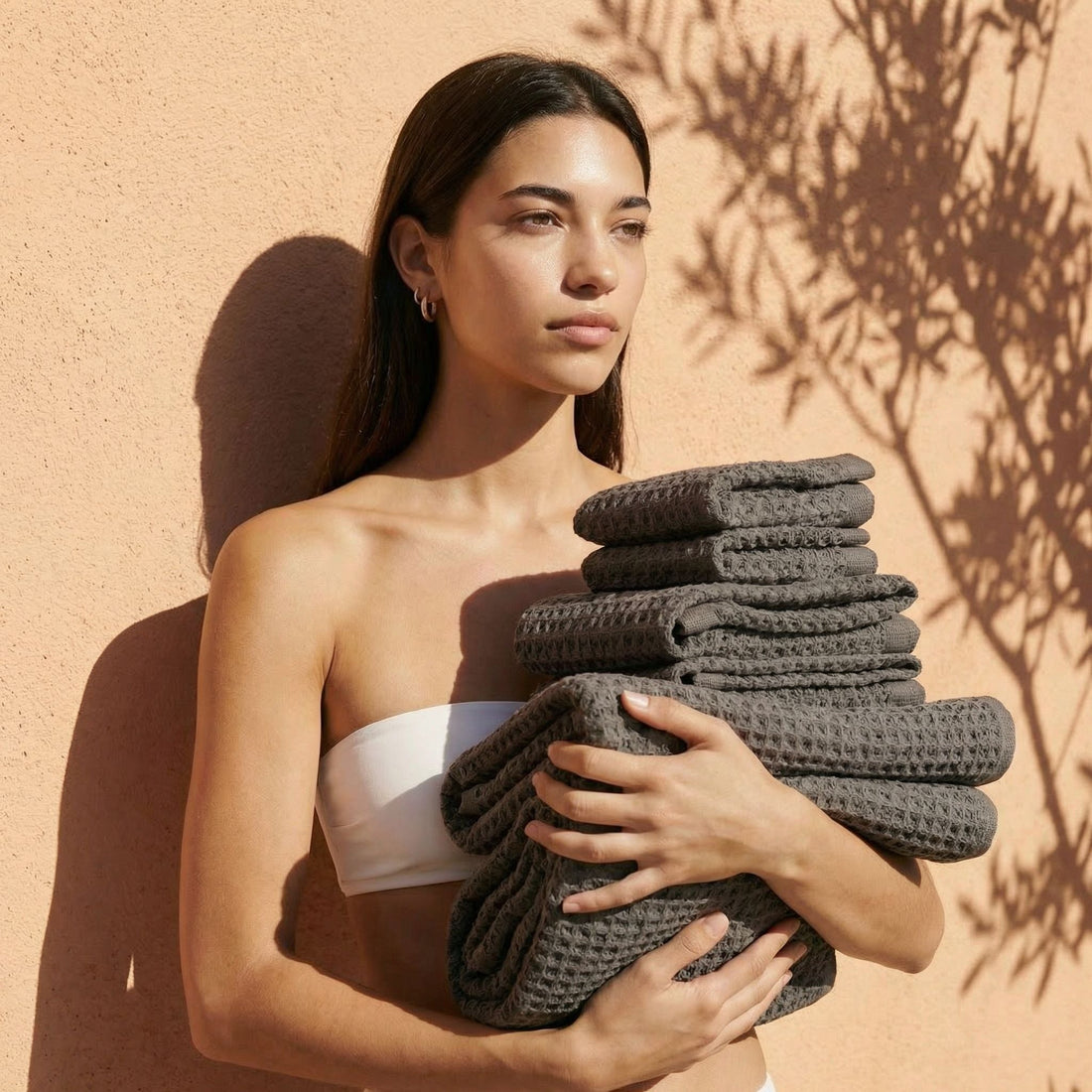 Sedona White Cotton Waffle Weave Bath Towel