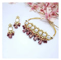 Gold plated multicolor Kundan necklace set with adjustable cord