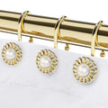 Gold Shower Curtain Hooks Rings Decorative Shower Curtain Hangers Heavy Duty Metal Shower Rings Sunflower Shower Hooks for Shower Curtain Rod and Liner Bathroom Curtain Hooks Luxury Gold iToplin